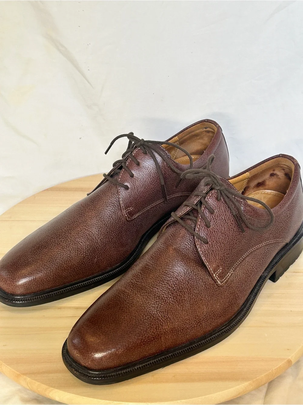 Cole Haan Men’s Brown Leather Lace-Up Derby Dress Shoes Square Toe US 10M